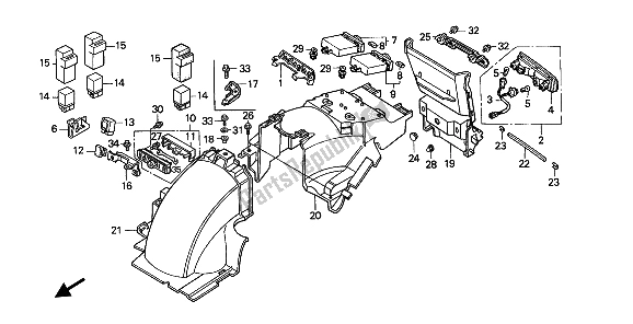 All parts for the Rear Fender of the Honda GL 1500 SE 1991