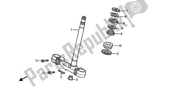 All parts for the Steering Stem of the Honda ST 1100 1992