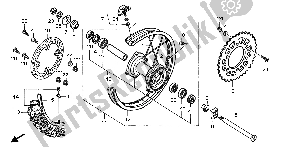 Wszystkie części do Tylne Ko? O Honda CR 125R 2006