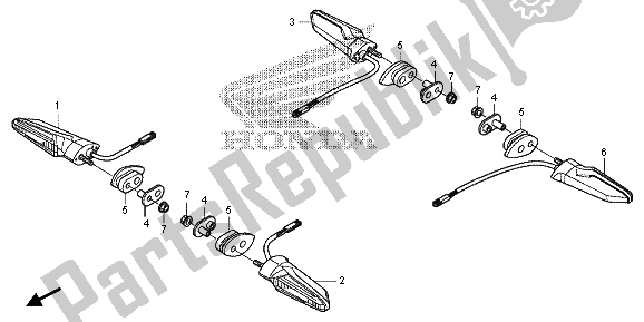 All parts for the Winker of the Honda VFR 1200X 2013