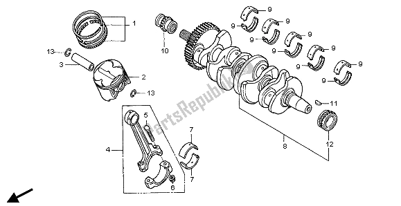 All parts for the Crankshaft & Piston of the Honda CBF 600S 2007