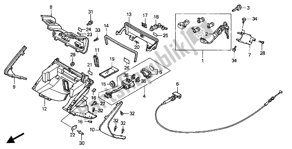 All parts for the Inner Box of the Honda CN 250 1 1994
