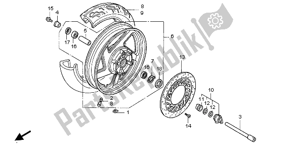 Tutte le parti per il Ruota Anteriore del Honda VF 750C 1995