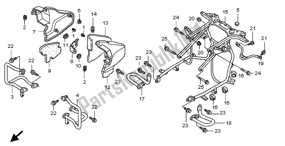 All parts for the Engine Guard of the Honda GL 1800 2010