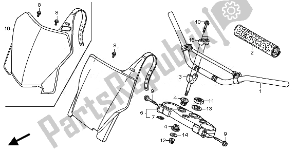 All parts for the Handle Pipe & Top Bridge of the Honda CRF 250R 2008