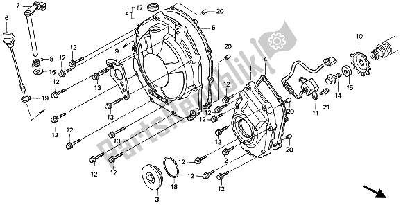 All parts for the Right Crankcase Cover of the Honda CBR 900 RR 1994