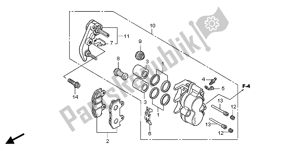 All parts for the Front Brake Caliper of the Honda PES 150 2006