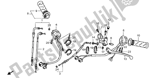 Todas las partes para Manejar Palanca E Interruptor Y Cable de Honda NT 700 VA 2008