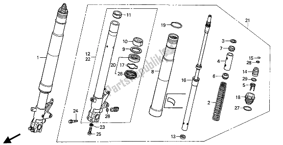All parts for the Front Fork of the Honda RVF 750R 1994