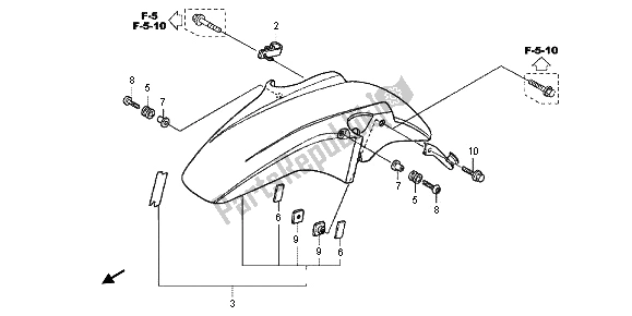 All parts for the Front Fender of the Honda CBF 1000 FA 2012