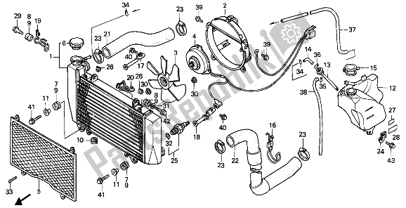 All parts for the Radiator of the Honda VFR 750F 1989