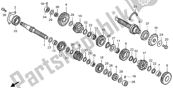 All parts for the Transmission of the Honda CBR 600F 2006