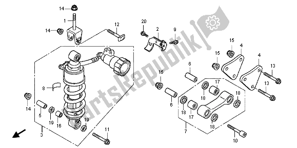 All parts for the Rear Cushion of the Honda VFR 1200 FD 2012