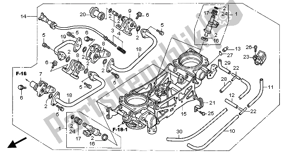 Wszystkie części do Korpus Przepustnicy (komplet) Honda VTR 1000 SP 2001