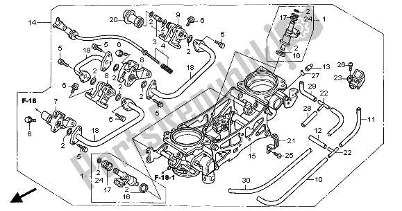 Tutte le parti per il Corpo Farfallato (assy.) del Honda VTR 1000 SP 2001