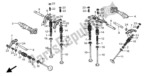 Todas las partes para árbol De Levas Y Válvula de Honda XL 650V Transalp 2004