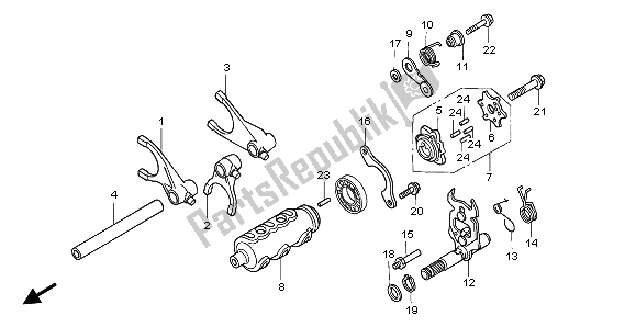 All parts for the Gearshift Drum of the Honda ST 1100A 1996