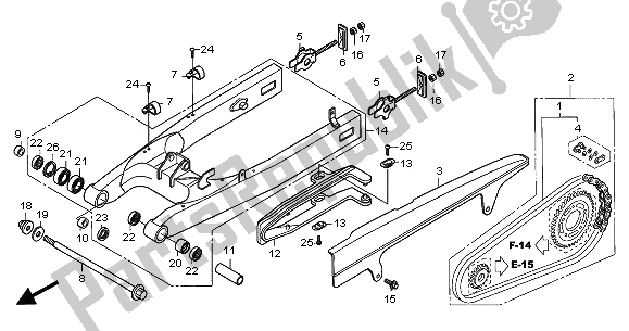 All parts for the Swingarm of the Honda CBF 600 SA 2005