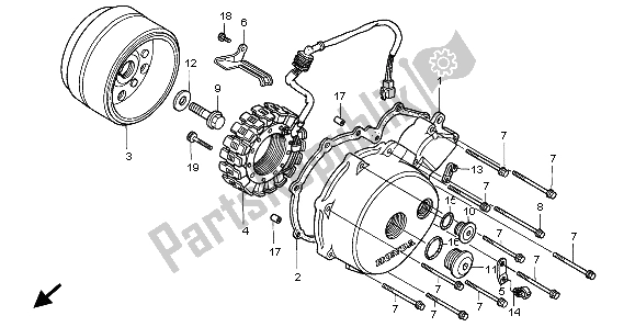 Wszystkie części do Lewa Pokrywa Skrzyni Korbowej I Generator Honda VT 750C2 1998