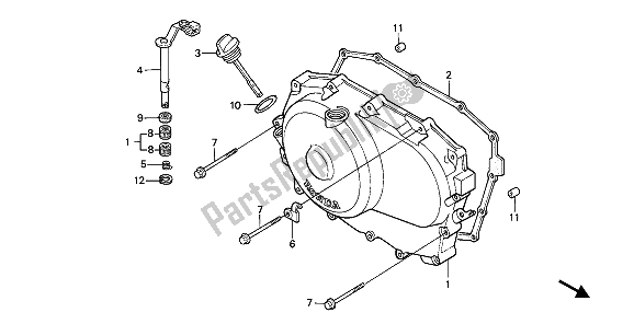 All parts for the Right Crankcase Cover of the Honda NTV 650 1993