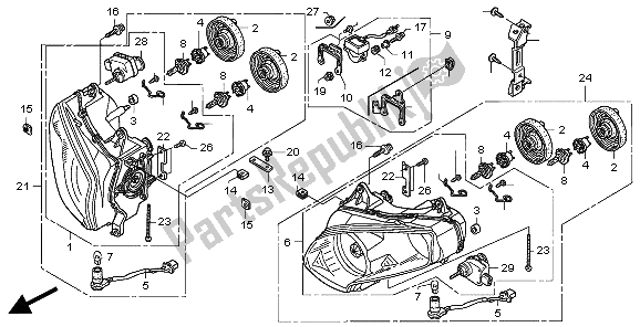 All parts for the Headlight (eu) of the Honda GL 1800A 2004