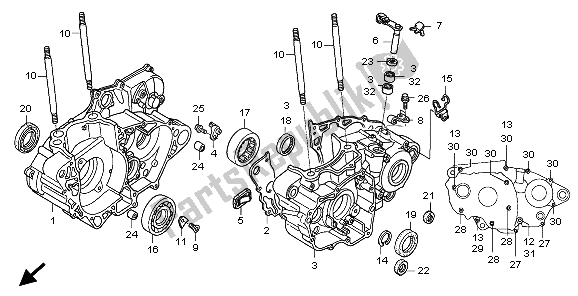 All parts for the Crankcase of the Honda CRF 450X 2009