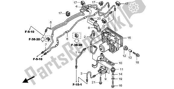 All parts for the Abs Modulator of the Honda CBF 1000 FTA 2010