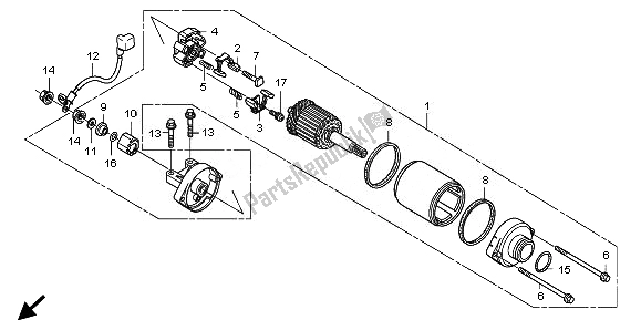 All parts for the Starter Motor of the Honda TRX 700 XX 2008