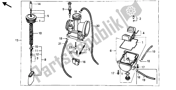 Todas las partes para Carburador de Honda CR 125R 1988