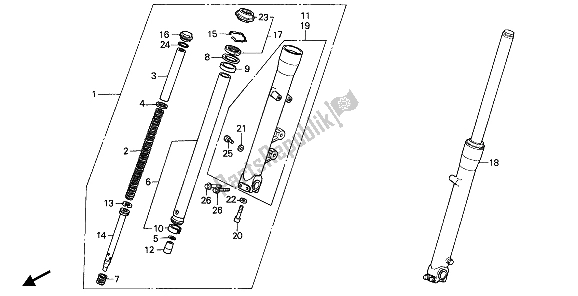 Wszystkie części do Przedni Widelec Honda VT 1100C 1988