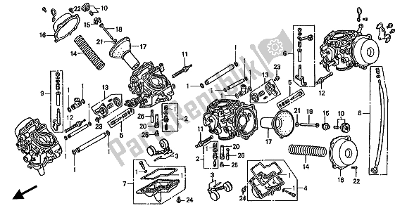 All parts for the Carburetor (component Parts) of the Honda ST 1100A 1994