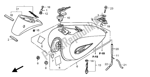 All parts for the Fuel Tank of the Honda VT 750C2B 2010