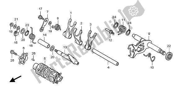 All parts for the Shift Drum & Shift Fork of the Honda TRX 400 EX Sportrax 2008