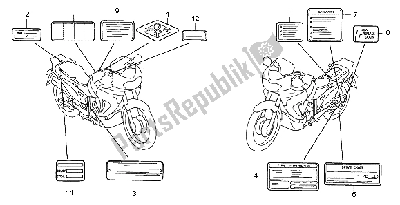 All parts for the Caution Label of the Honda XL 650V Transalp 2003