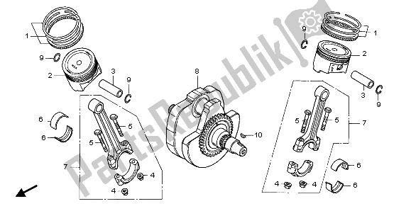 All parts for the Crankshaft & Piston of the Honda VTX 1300S 2007