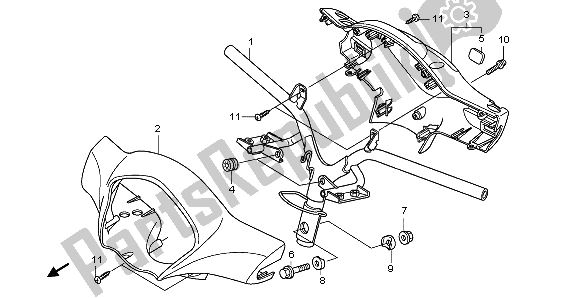 All parts for the Handle Pipe & Handle Cover of the Honda PES 125R 2012