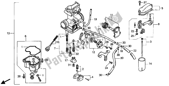 Tutte le parti per il Carburatore del Honda XR 250R 1989