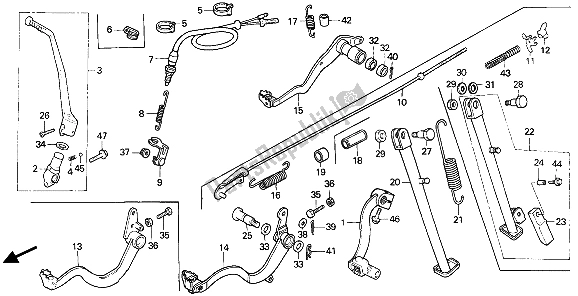 Alle onderdelen voor de Rempedaal & Vervang Pedaal En Zijstandaard van de Honda XR 600R 1986