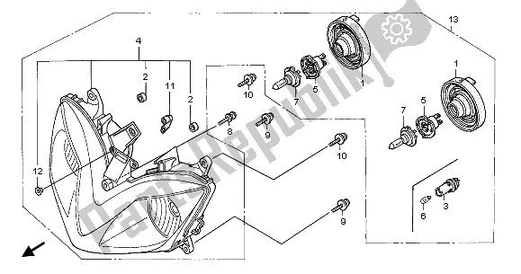 Alle onderdelen voor de Koplamp (uk) van de Honda CBR 600F 2003