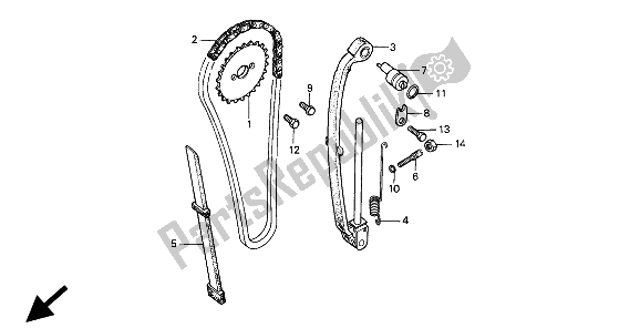 All parts for the Cam Chain & Tensioner of the Honda XR 80R 1994