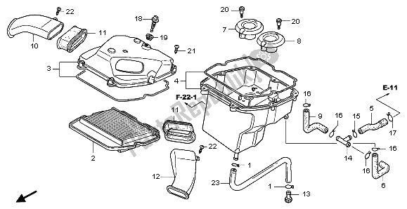 All parts for the Air Cleaner of the Honda GL 1800 2007