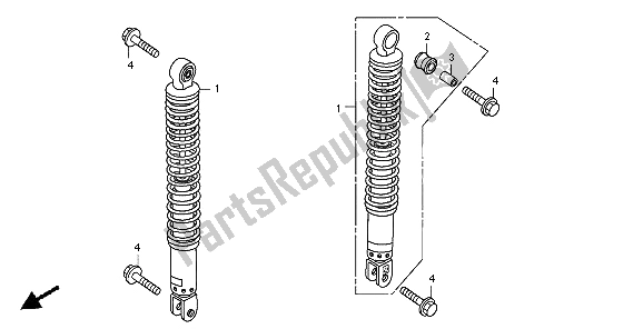 All parts for the Rear Cushion of the Honda SH 300 2008