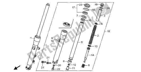 All parts for the Front Fork of the Honda VT 750C2 2007