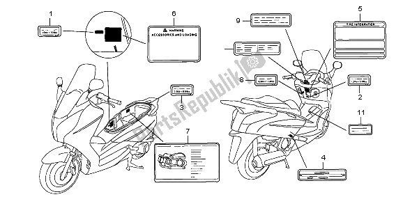 All parts for the Caution Label of the Honda FES 125 2009