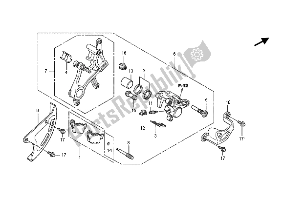 Todas las partes para Pinza De Freno Trasero de Honda CRF 250X 2012