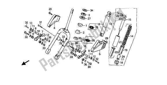 All parts for the Front Fork of the Honda SA 50 1 1993