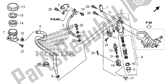 All parts for the Rr. Brake Master Cylinder of the Honda VFR 1200 XD 2012