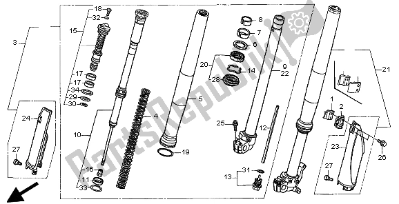 Alle onderdelen voor de Voorvork van de Honda CR 250R 2003