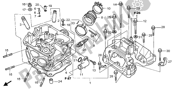 All parts for the Cylinder Head of the Honda XR 650R 2002