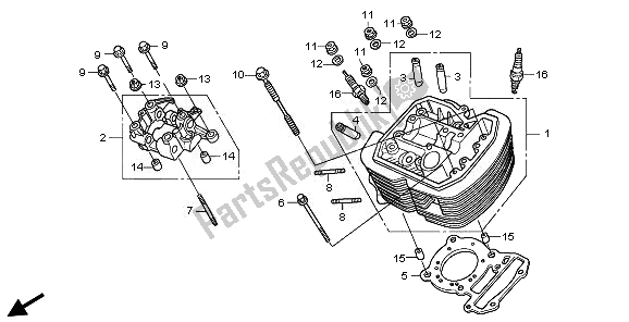 All parts for the Front Cylinder Head of the Honda VT 750S 2011